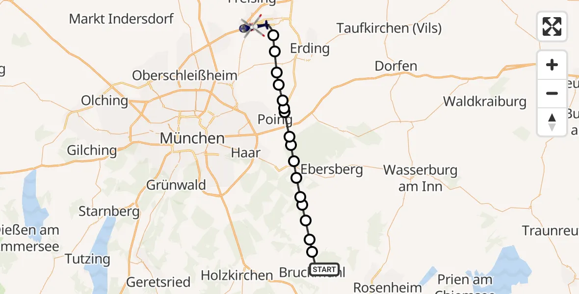 Routekaart van de vlucht: Polizeihubschrauber nach München Flughafen