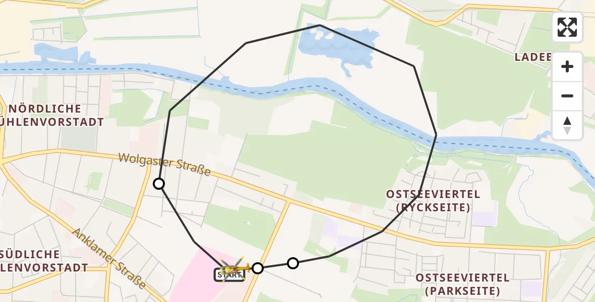 Routekaart van de vlucht: Rettungshubschrauber nach Greifswald Hospital