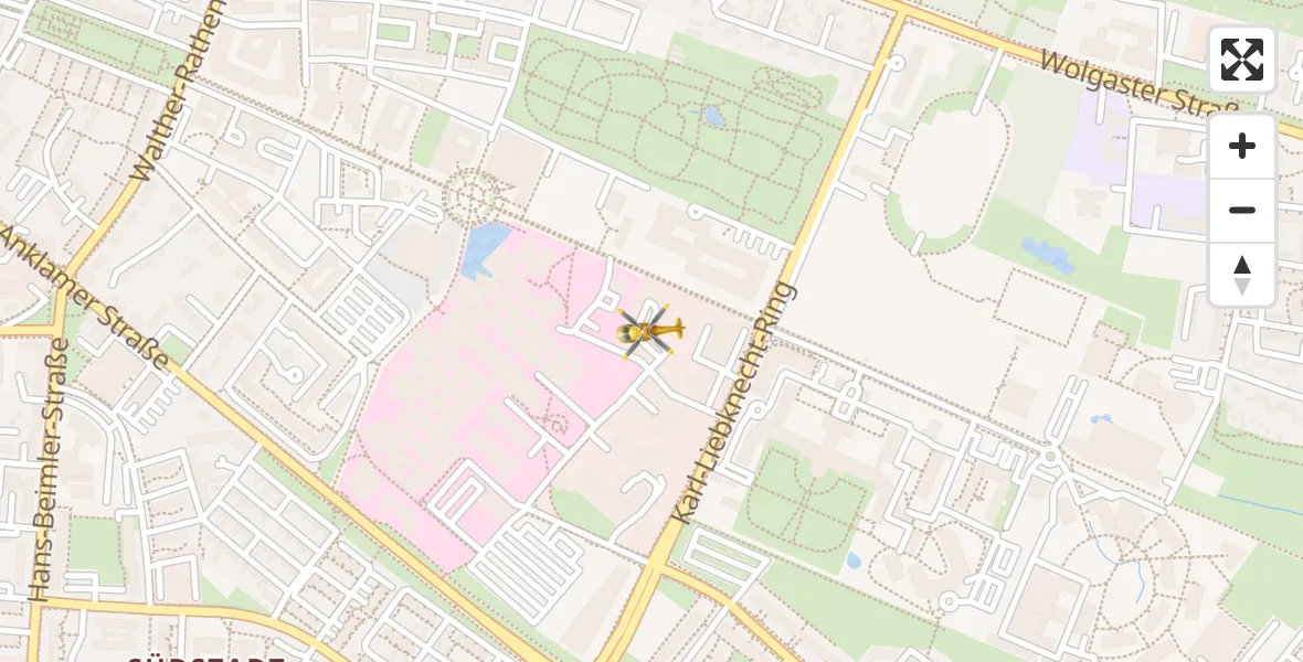 Routekaart van de vlucht: Rettungshubschrauber nach Greifswald Hospital