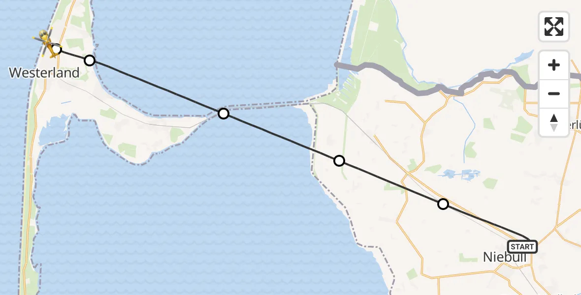 Flugroute Rettungshubschrauber Niebüll - Sylt, 02 April 2026, 23:52