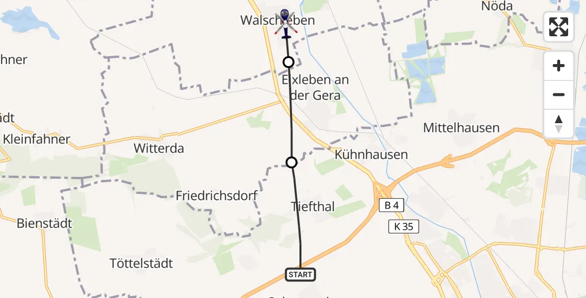 Routekaart van de vlucht: Polizeihubschrauber nach Walschleben, Ringstraße