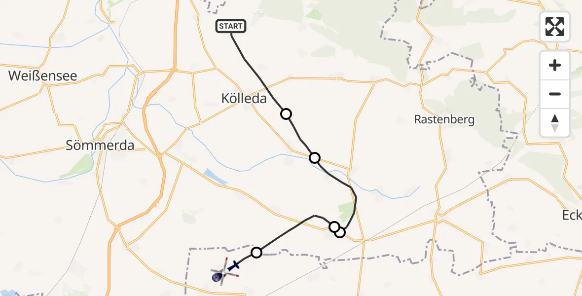 Routekaart van de vlucht: Polizeihubschrauber nach Neumark, Thalborn