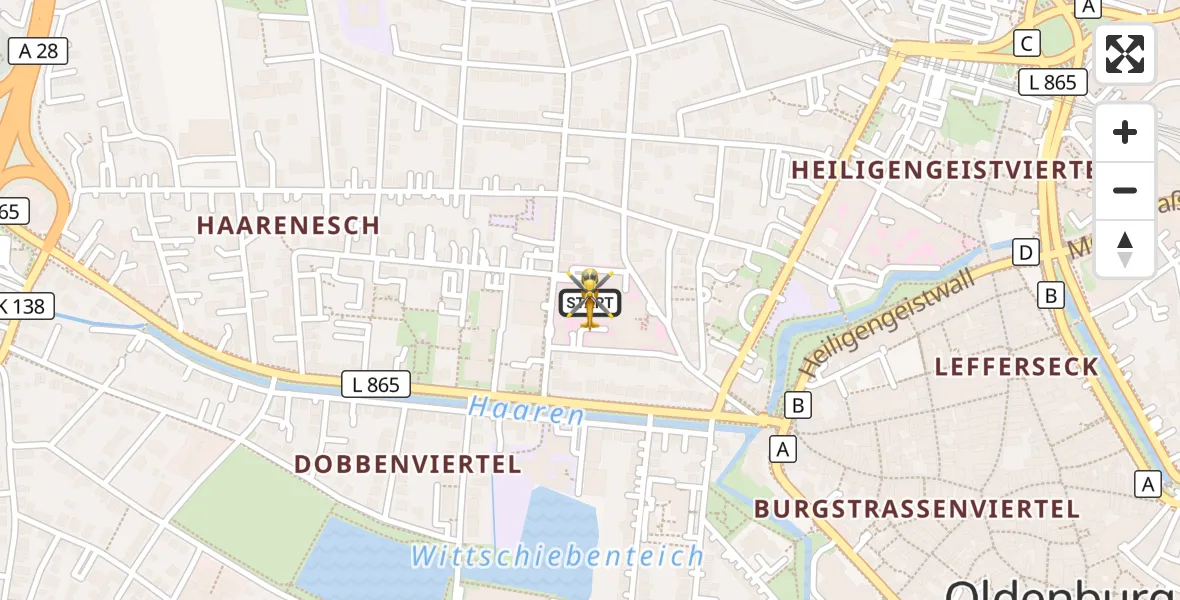 Flugroute Rettungshubschrauber Oldenburg (Oldb) - Oldenburg (Oldb), 03 April 2026, 05:20