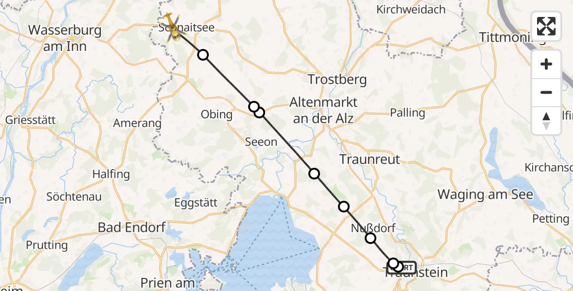 Routekaart van de vlucht: Rettungshubschrauber nach Schnaitsee, TS 12