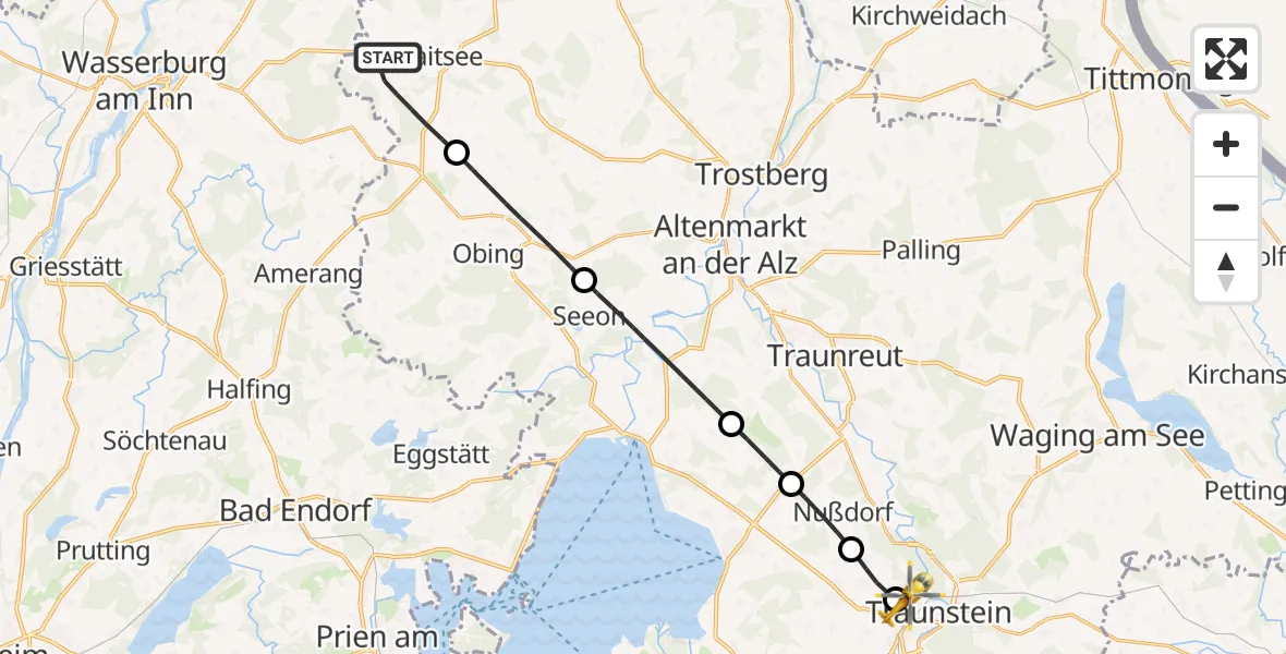 Flugroute Rettungshubschrauber Schnaitsee - Traunstein Hospital, 03 April 2026, 06:18