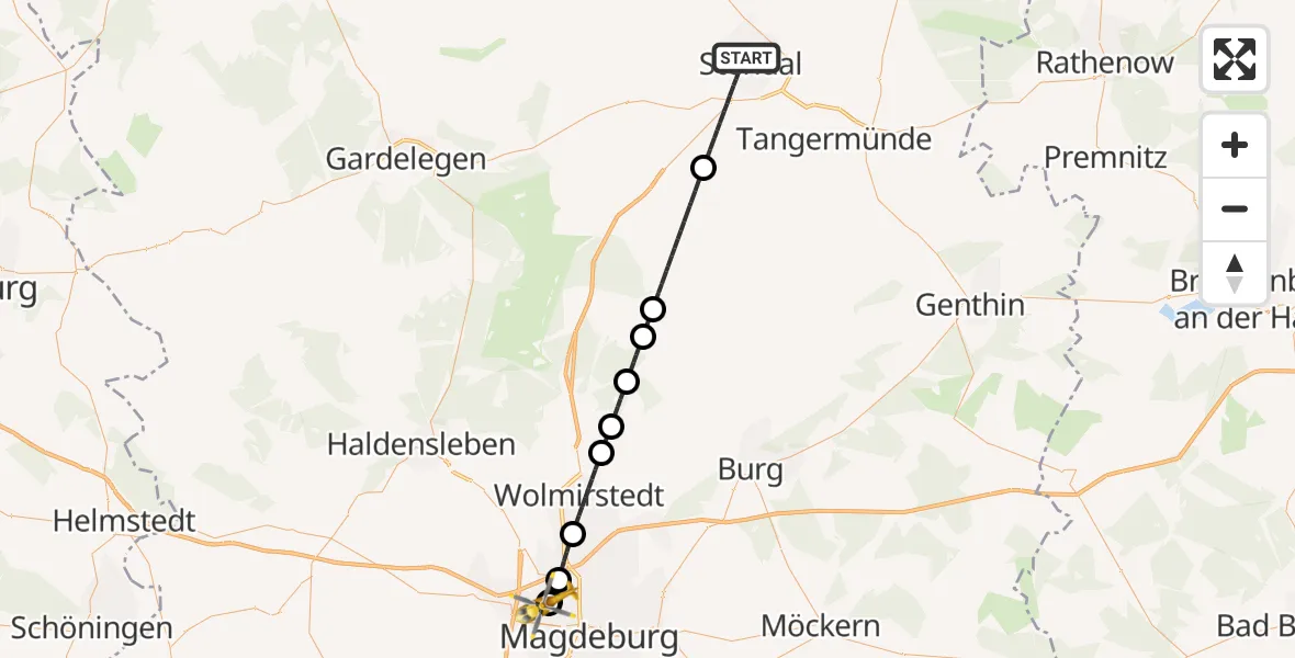 Routekaart van de vlucht: Ambulanzhubschrauber nach Magdeburg Hospital