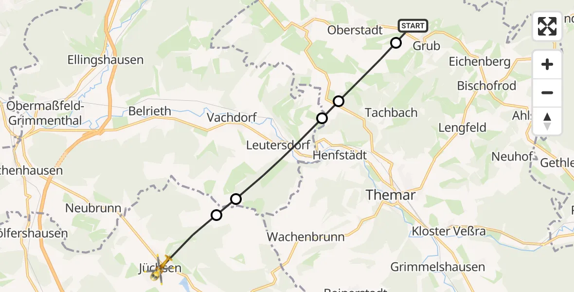 Flugroute Rettungshubschrauber Grub - Grabfeld, 03 April 2026, 06:39