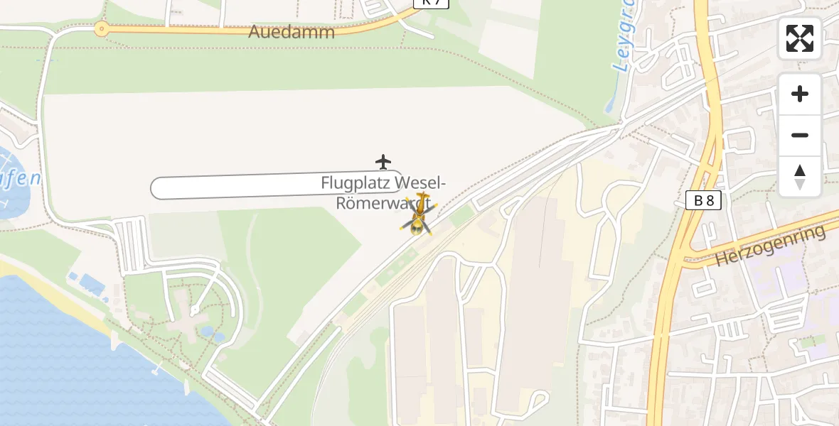 Flugroute Ambulanzhubschrauber Wesel-Römerwardt Flugplatz - Wesel-Römerwardt Flugplatz, 03 April 2026, 07:37