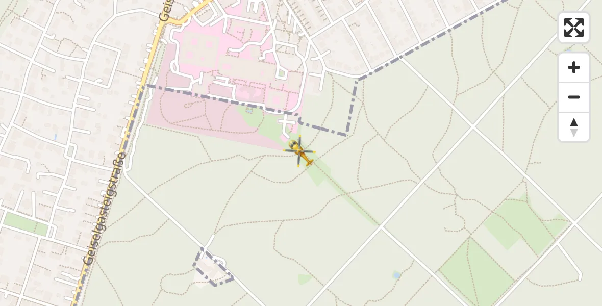 Flugroute Rettungshubschrauber ADAC Air Rescue Center Hubschrauberlandeplatz (Christoph 1) - ADAC Air Rescue Center Hubschrauberlandeplatz (Christoph 1), 03 April 2026, 08:25