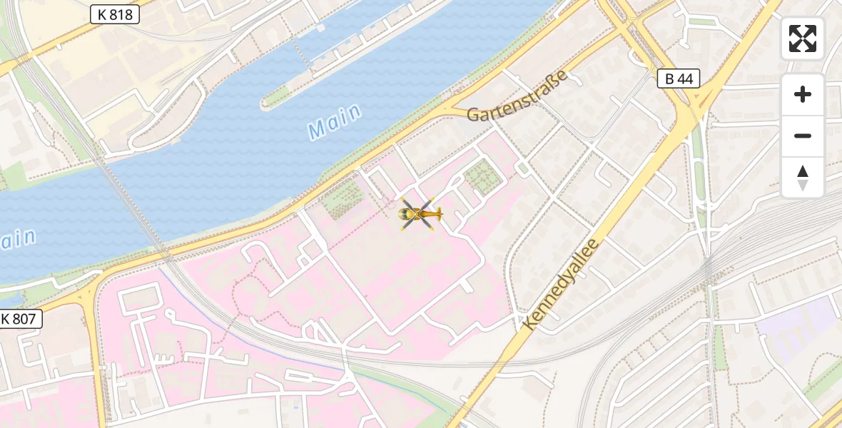 Flugroute Rettungshubschrauber Frankfurt University Hospital - Frankfurt University Hospital, 03 April 2026, 08:25