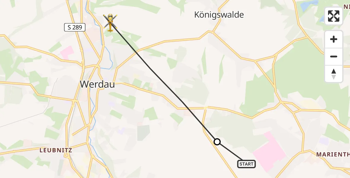 Routekaart van de vlucht: Rettungshubschrauber nach Werdau, Grünanger