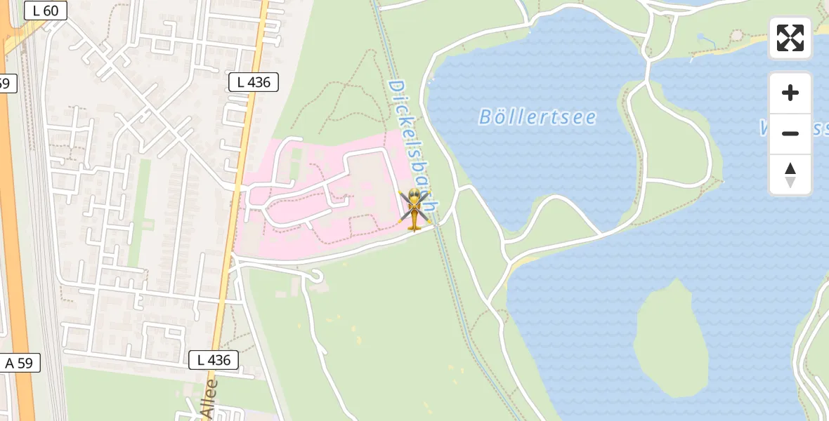 Routekaart van de vlucht: Rettungshubschrauber nach Duisburg Air Rescue Hubschrauberlandeplatz (Christoph 9)