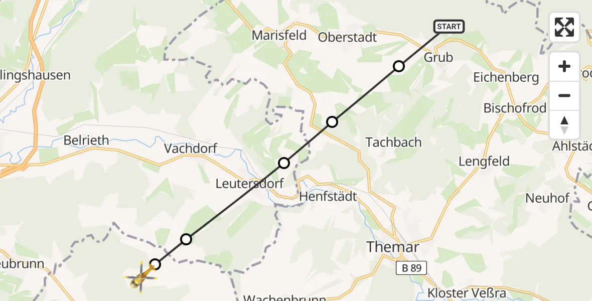 Routekaart van de vlucht: Rettungshubschrauber nach Grabfeld