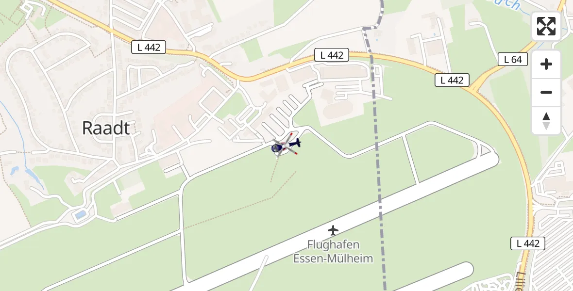 Flugroute Polizeihubschrauber Essen-Mülheim Flughafen - Essen-Mülheim Flughafen, 03 April 2026, 08:49