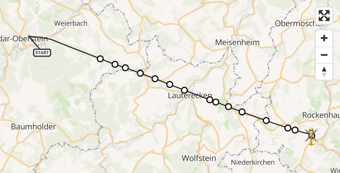 Routekaart van de vlucht: Rettungshubschrauber nach Imsweiler UL