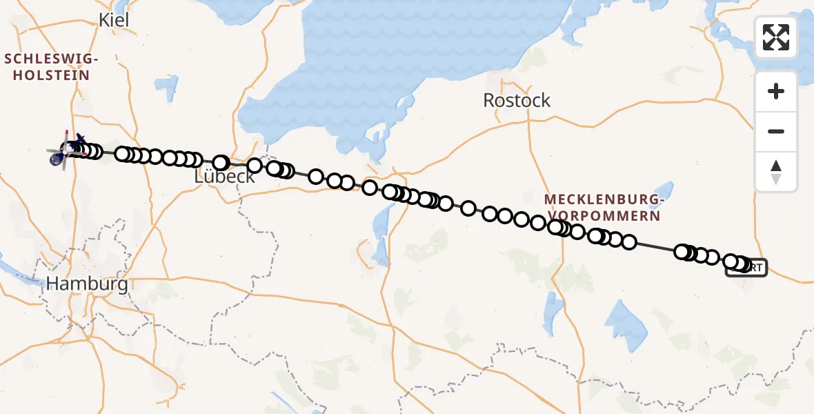 Routekaart van de vlucht: Polizeihubschrauber nach Bad Bramstedt Hubschrauberlandeplatz
