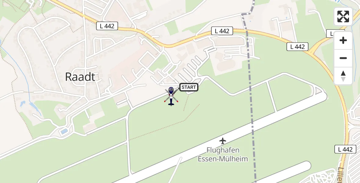 Flugroute Polizeihubschrauber Essen-Mülheim Flughafen - Essen-Mülheim Flughafen, 03 April 2026, 09:02