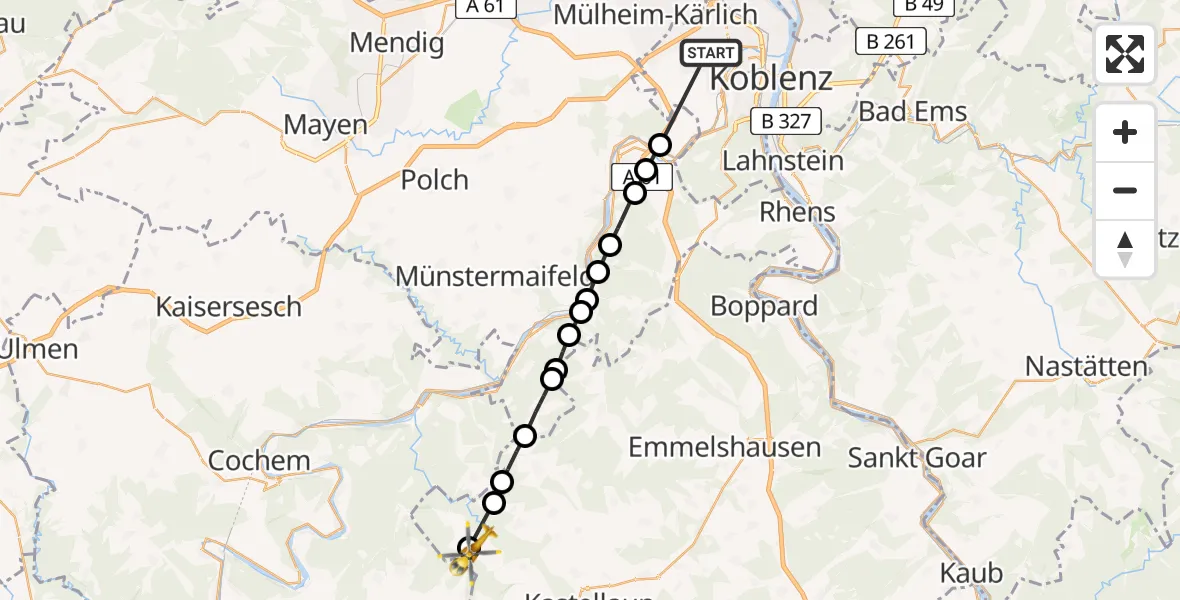 Routekaart van de vlucht: Rettungshubschrauber nach Mörsdorf, Auf der Lex