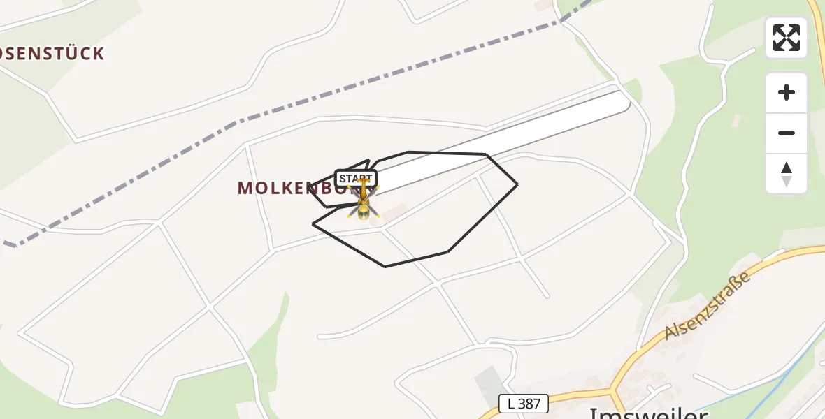 Flugroute Rettungshubschrauber Imsweiler UL - Imsweiler UL, 03 April 2026, 09:22