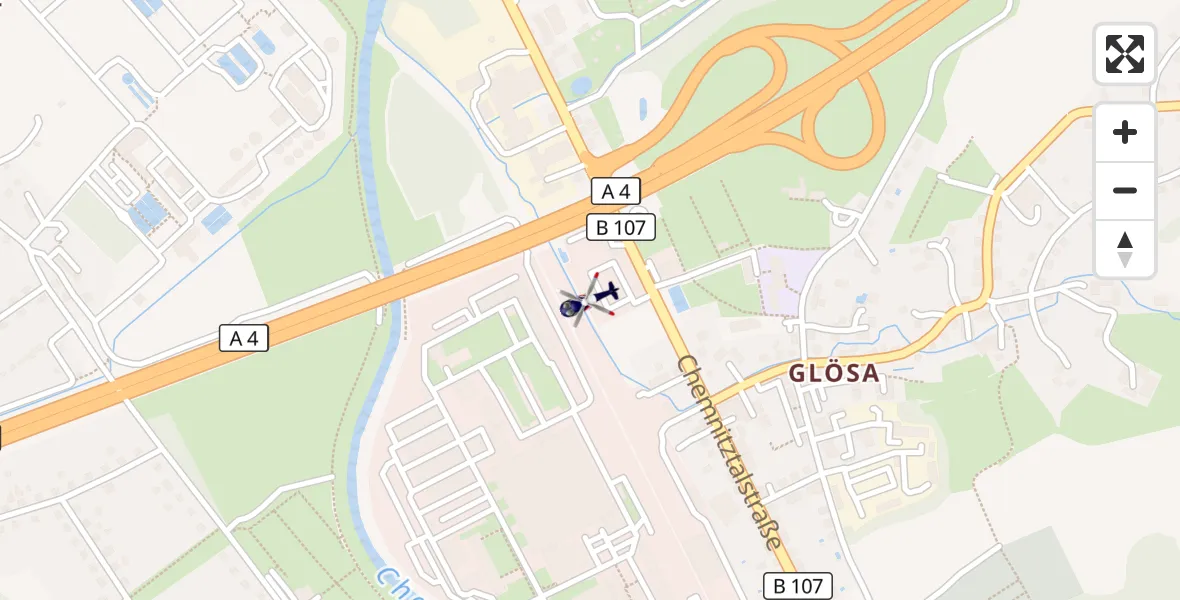 Flugroute Polizeihubschrauber Chemnitz-Glösa Industrial Park Hubschrauberlandeplatz - Chemnitz-Glösa Industrial Park Hubschrauberlandeplatz, 03 April 2026, 09:38