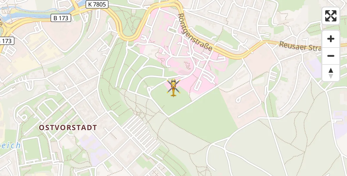 Flugroute Rettungshubschrauber Helios Clinic Plauen - Helios Clinic Plauen, 03 April 2026, 09:47