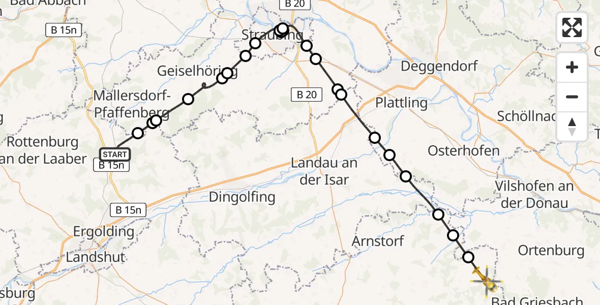 Routekaart van de vlucht: Rettungshubschrauber nach Egglham, PAN 22