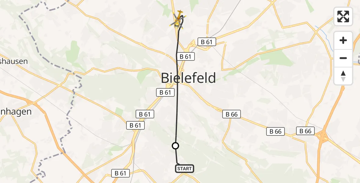 Flugroute Rettungshubschrauber Luftrettungszentrum Bielefeld - Bielefeld, 03 April 2026, 09:56