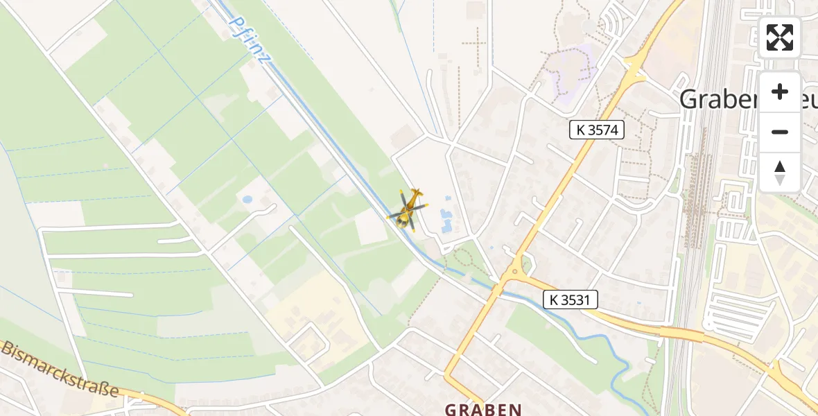 Flugroute Rettungshubschrauber Graben-Neudorf - Graben-Neudorf, 03 April 2026, 09:56