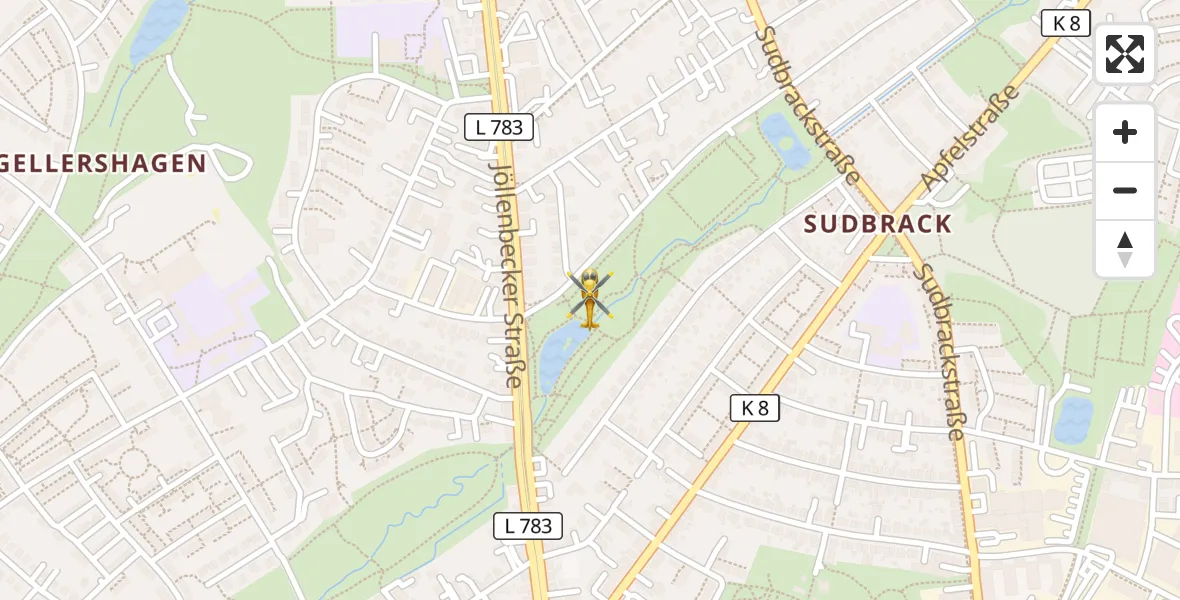 Flugroute Rettungshubschrauber Bielefeld - Bielefeld, 03 April 2026, 10:00