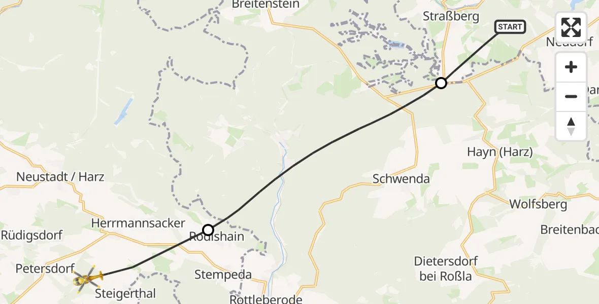 Routekaart van de vlucht: Rettungshubschrauber nach Nordhausen, Schwarzer Weg