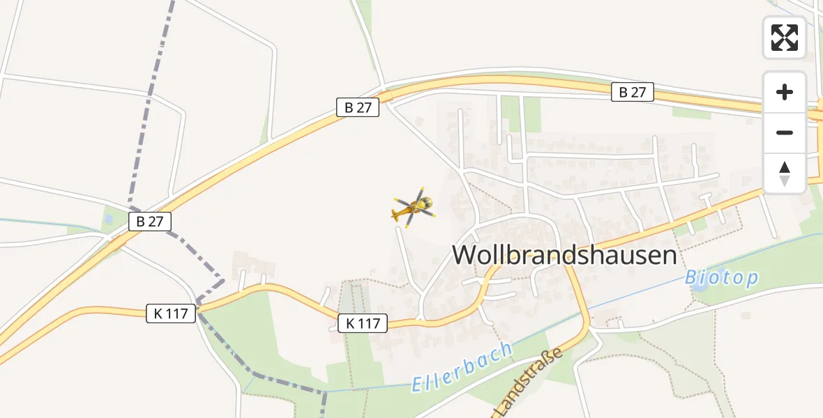 Routekaart van de vlucht: Rettungshubschrauber nach Wollbrandshausen