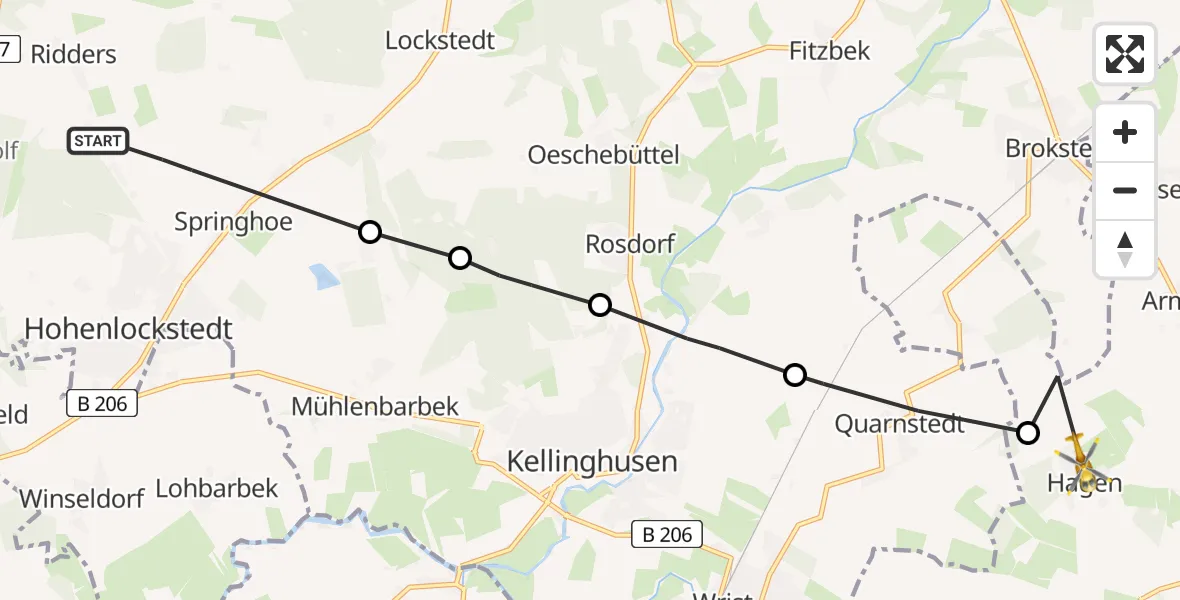 Routekaart van de vlucht: Rettungshubschrauber nach Hagen, Dorfstraße