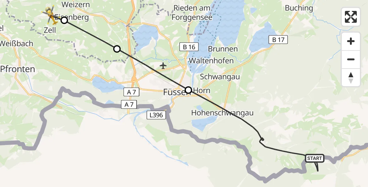 Routekaart van de vlucht: Rettungshubschrauber nach Eisenberg, Burgweg