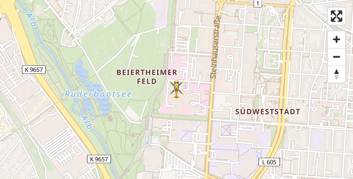 Flugroute Rettungshubschrauber Sankt Vincentius Hospital - Sankt Vincentius Hospital, 03 April 2026, 10:49