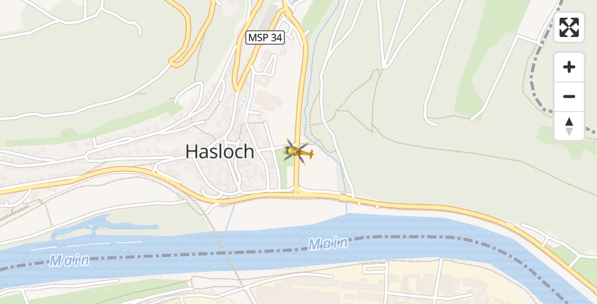 Flugroute Rettungshubschrauber Hasloch - Hasloch, 03 April 2026, 11:01