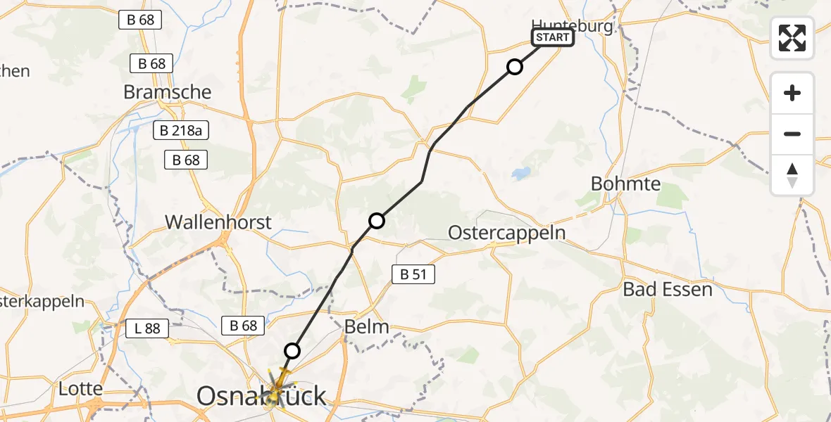 Routekaart van de vlucht: Rettungshubschrauber nach Osnabrück, Humboldtstraße
