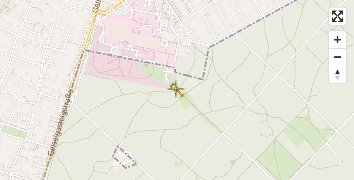 Flugroute Rettungshubschrauber ADAC Air Rescue Center Hubschrauberlandeplatz (Christoph 1) - ADAC Air Rescue Center Hubschrauberlandeplatz (Christoph 1), 03 April 2026, 11:10