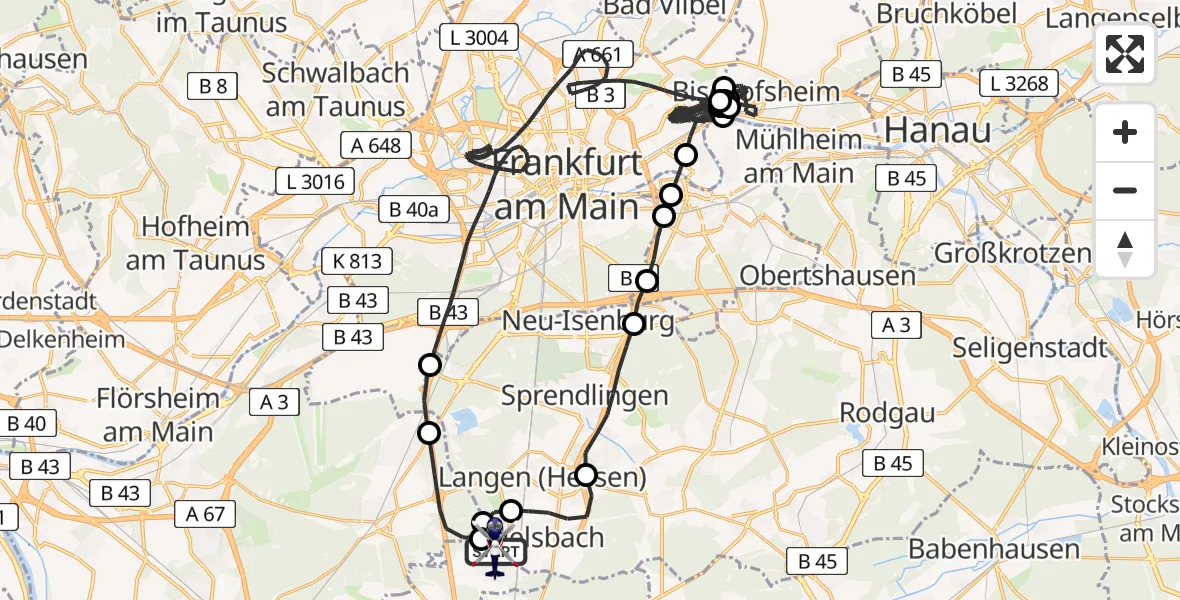 Flugroute Polizeihubschrauber Flughafen Frankfurt-Egelsbach - Flughafen Frankfurt-Egelsbach, 03 April 2026, 12:27