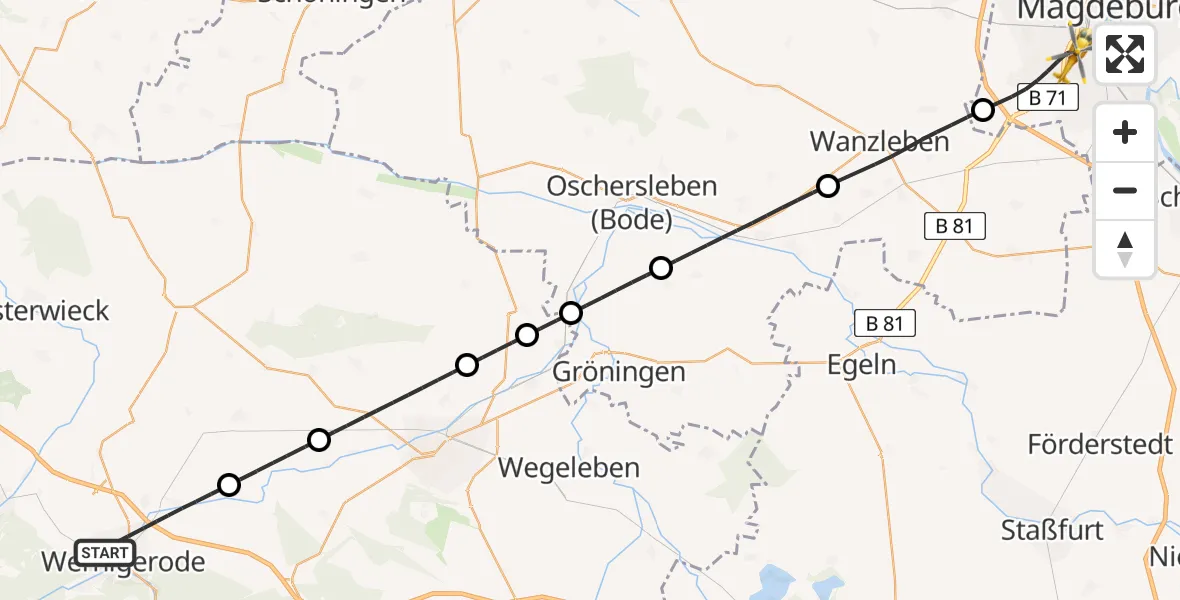 Routekaart van de vlucht: Rettungshubschrauber nach Magdeburg, Alvenslebenstraße