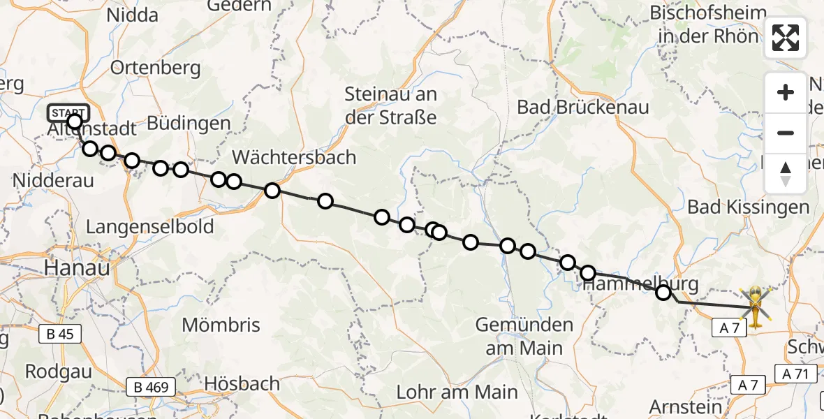 Routekaart van de vlucht: Ambulanzhubschrauber nach Euerbach, Am Finkenweg