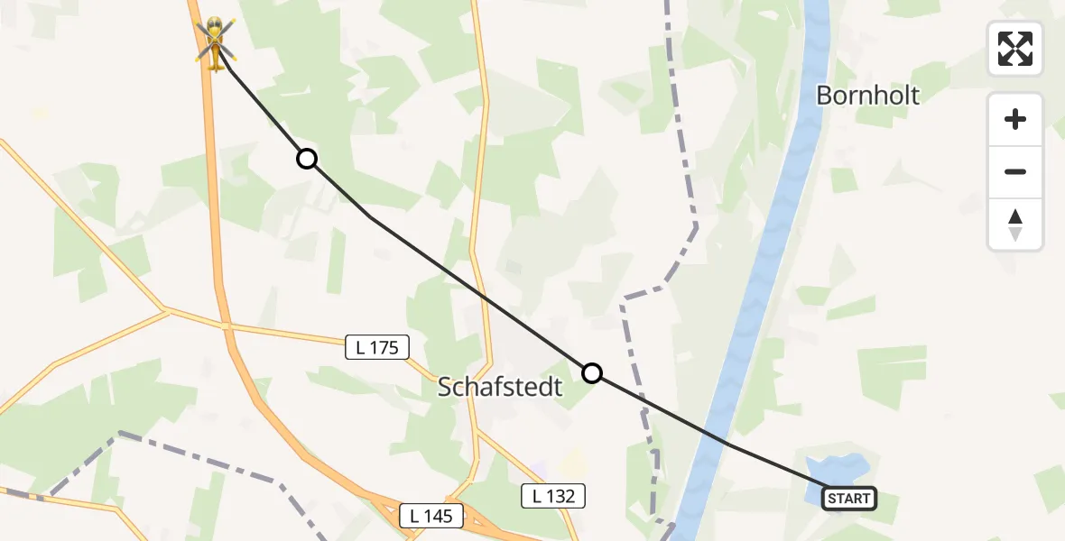 Routekaart van de vlucht: Rettungshubschrauber nach Tensbüttel-Röst, A 23