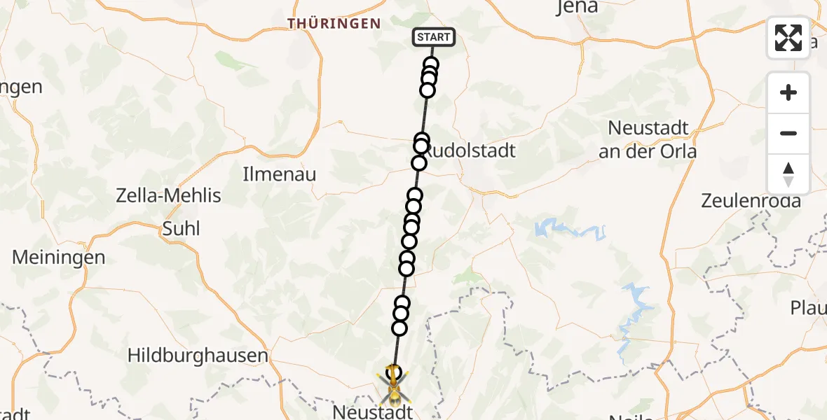 Routekaart van de vlucht: Ambulanzhubschrauber nach Sonneberg, Philosophenweg