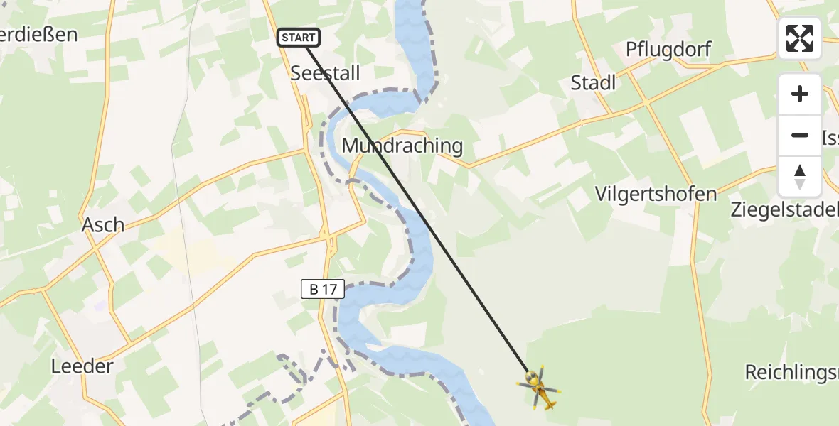 Routekaart van de vlucht: Rettungshubschrauber nach Reichling