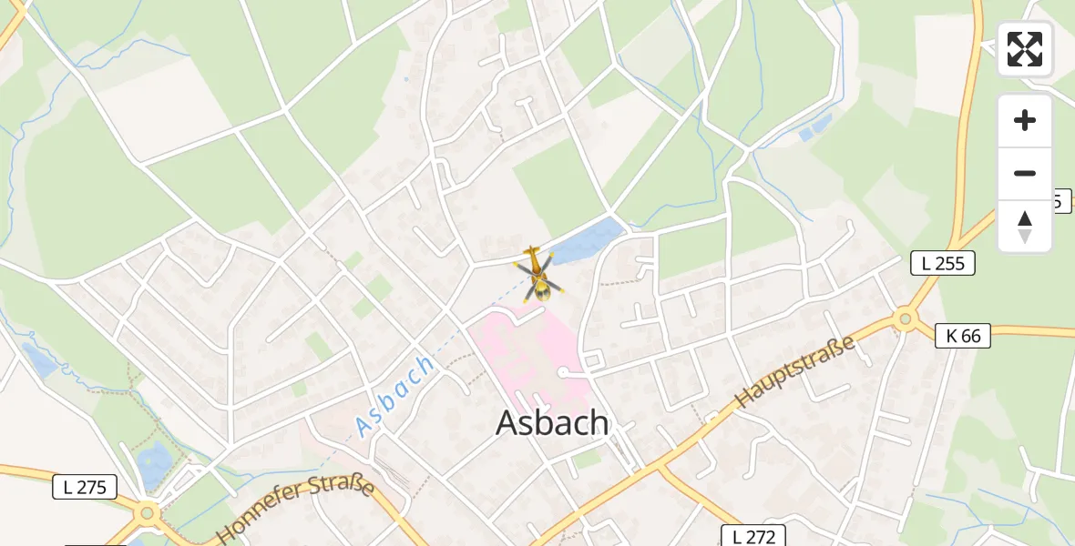 Flugroute Rettungshubschrauber DRK Kamillus Hospital Asbach - DRK Kamillus Hospital Asbach, 03 April 2026, 13:37