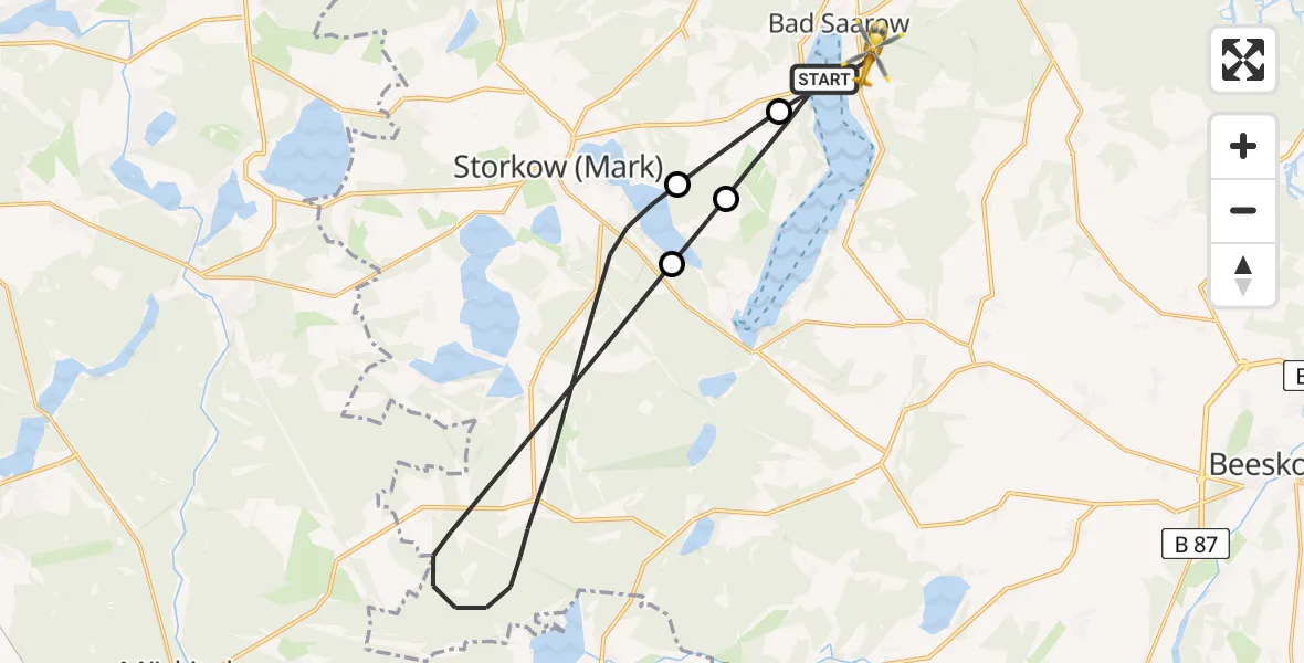Flugroute Rettungshubschrauber Bad Saarow - Bad Saarow, 03 April 2026, 13:38