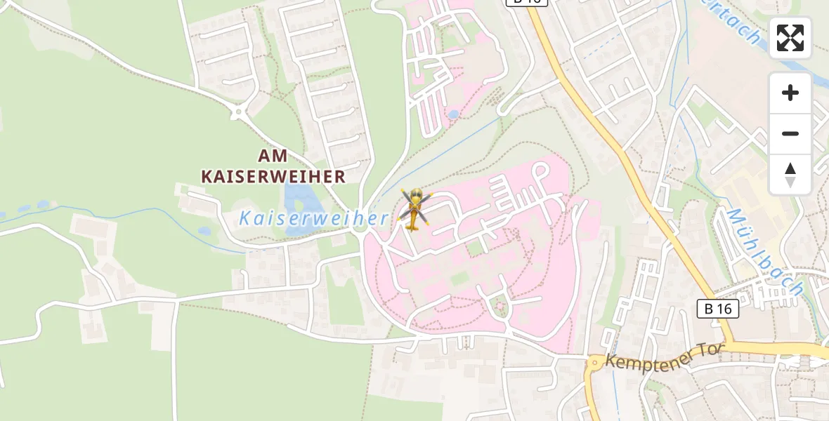 Flugroute Rettungshubschrauber Ostallgäu-Kaufbeuren Hospital - Ostallgäu-Kaufbeuren Hospital, 03 April 2026, 13:43