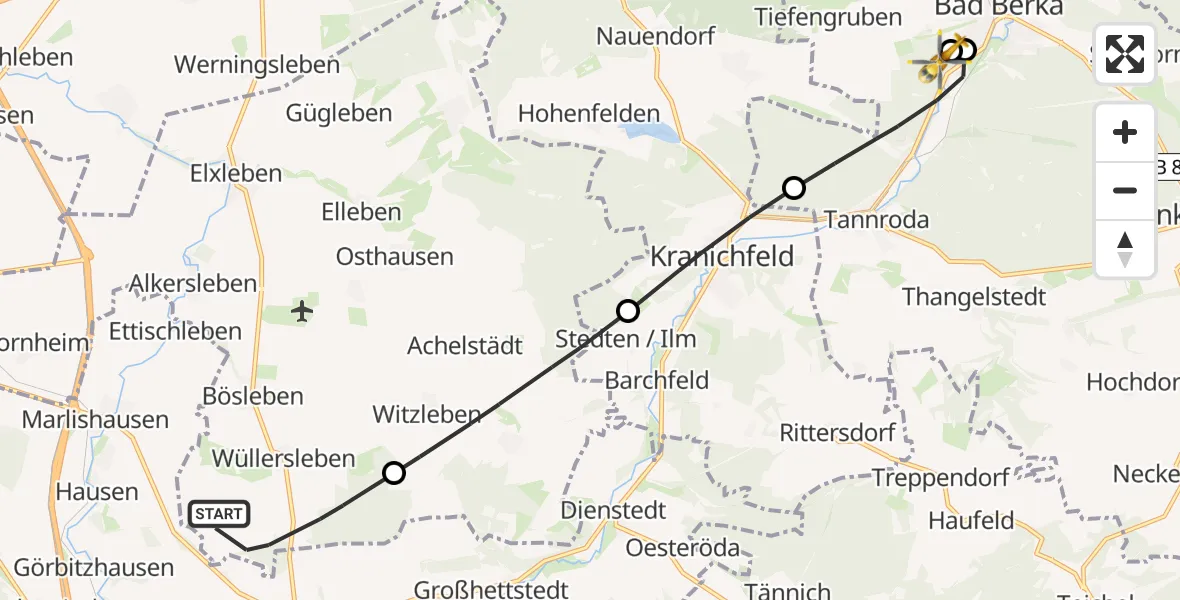 Routekaart van de vlucht: Rettungshubschrauber nach Bad Berka Central Hospital