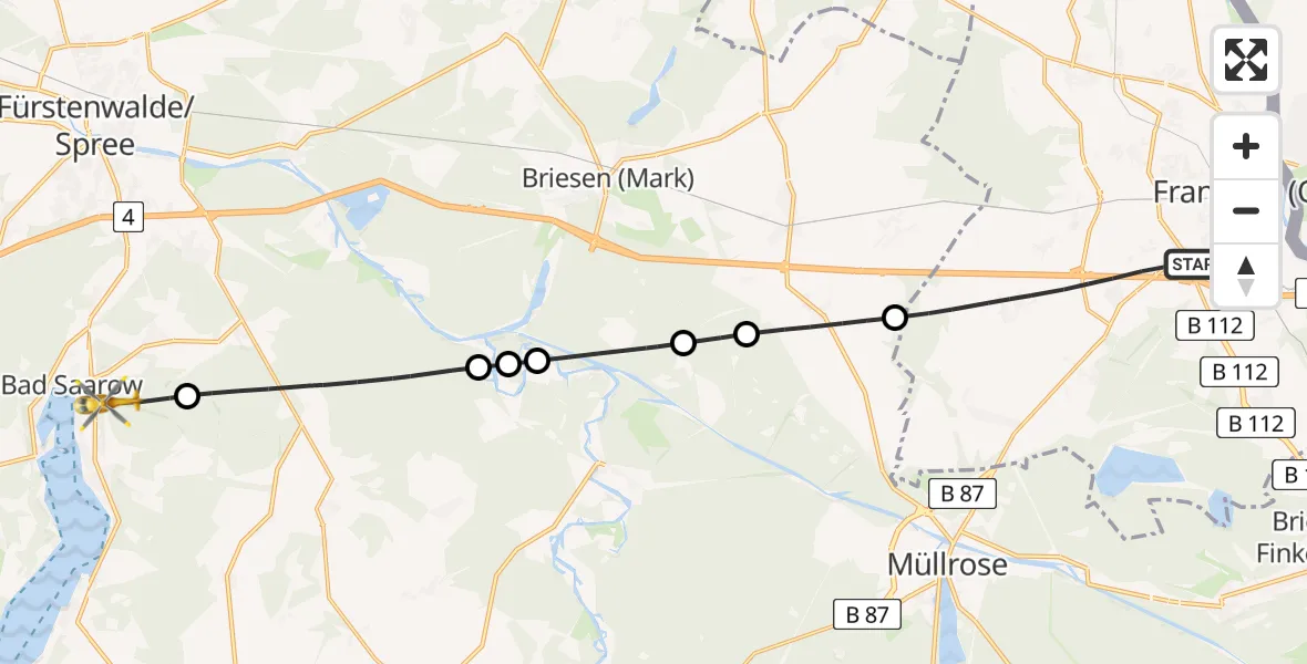 Routekaart van de vlucht: Rettungshubschrauber nach Bad Saarow, Geschwister-Scholl-Ring
