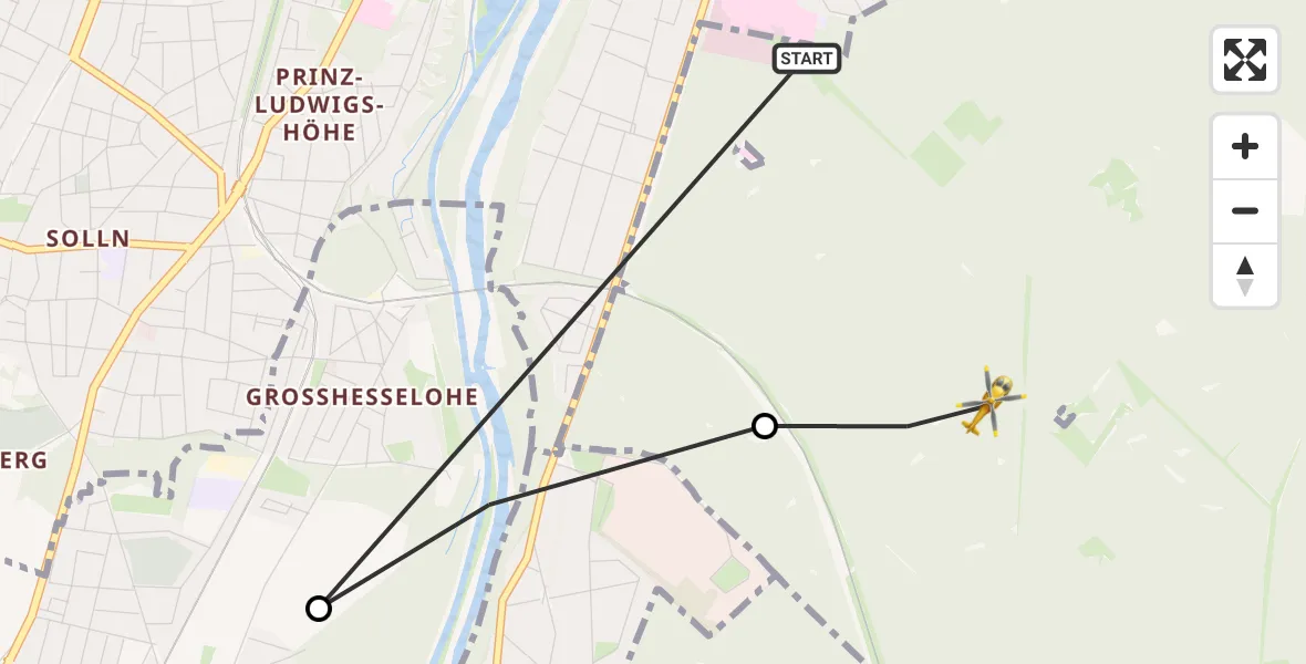 Routekaart van de vlucht: Rettungshubschrauber nach Perlacher Forst, Perlach-Geräumt