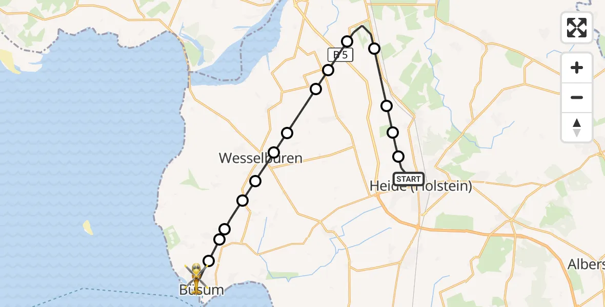 Flugroute Rettungshubschrauber Heide - Büsum, 03 April 2026, 14:38